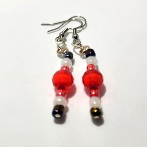 Red, White, Black Earrings